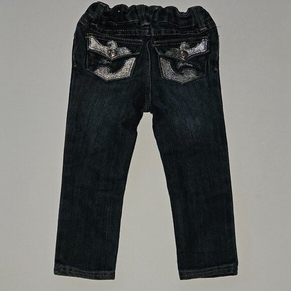 Apple Bottoms Blue Jeans Denim Pants Toddler 2T Silver Embroidered Pockets READ - Picture 1 of 10